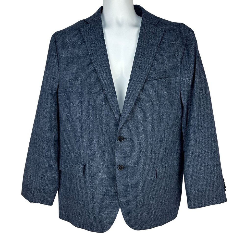 Awearness Kenneth Cole Mens 48R Blue Wool Blend Two-Button Blazer Jacket